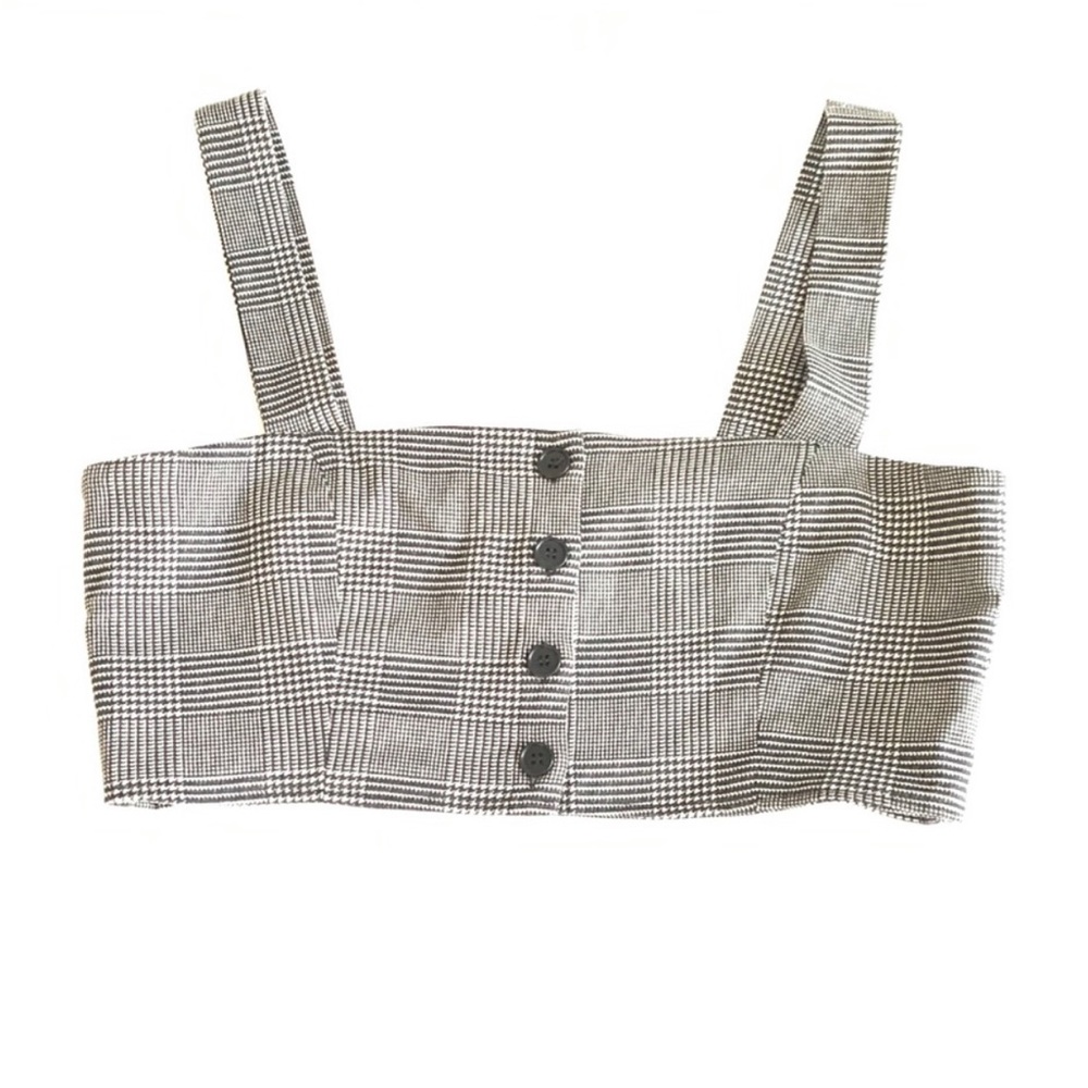 Reformation Houndstooth Button Front Cropped Tank - image 1